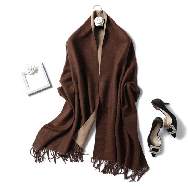 New Fashion Winter Soft Thick Warm Colorful Cashmere Scarf Elegant Escharpe Shawls Scarf Shawls Wraps Lightweight Lady Solid Scarves Fashion Tassels Blanket For Women