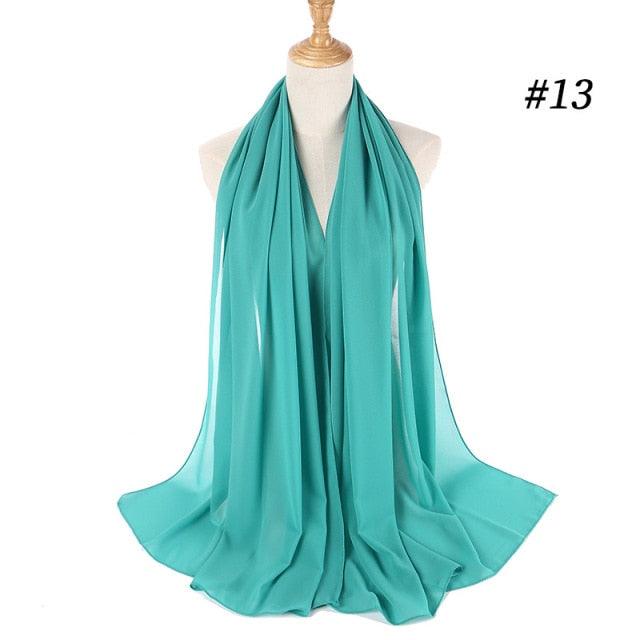 New Long Solid Colorful Soft Chiffon Hijab Elegant Scarf Wrap Lightweight Islamic Head Wear Escharpe Shawls Headband Stole Muslim Hijabs Wrap Headscarf Scarves Colors For Women