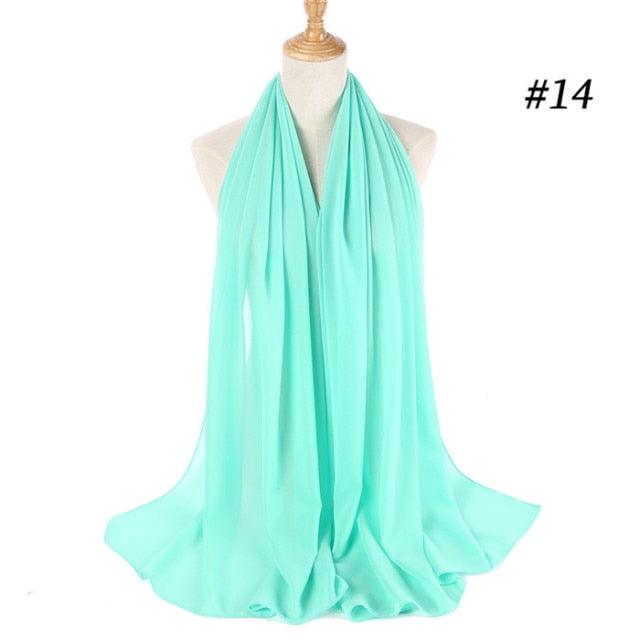 New Long Solid Colorful Soft Chiffon Hijab Elegant Scarf Wrap Lightweight Islamic Head Wear Escharpe Shawls Headband Stole Muslim Hijabs Wrap Headscarf Scarves Colors For Women
