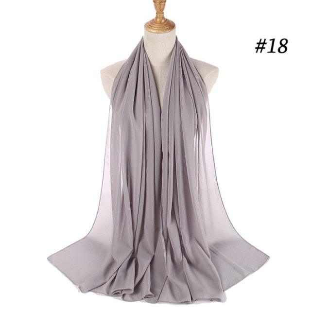New Long Solid Colorful Soft Chiffon Hijab Elegant Scarf Wrap Lightweight Islamic Head Wear Escharpe Shawls Headband Stole Muslim Hijabs Wrap Headscarf Scarves Colors For Women