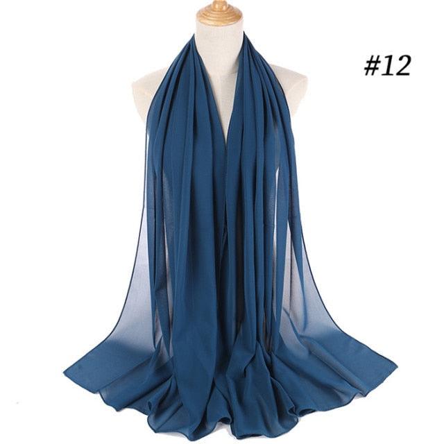 New Long Solid Colorful Soft Chiffon Hijab Elegant Scarf Wrap Lightweight Islamic Head Wear Escharpe Shawls Headband Stole Muslim Hijabs Wrap Headscarf Scarves Colors For Women