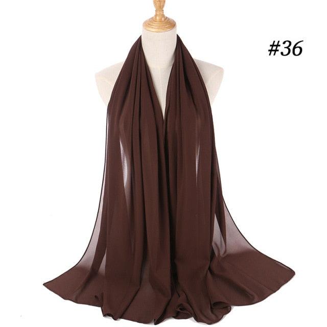 New Long Solid Colorful Soft Chiffon Hijab Elegant Scarf Wrap Lightweight Islamic Head Wear Escharpe Shawls Headband Stole Muslim Hijabs Wrap Headscarf Scarves Colors For Women