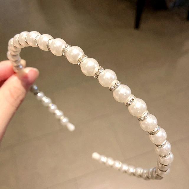 Simulation Pearl Hairbands Women Hair Accessories Korean Handmade Bow Flower Hoops Headband Wedding Ornaments Gorgeous Hair Accessories For Women