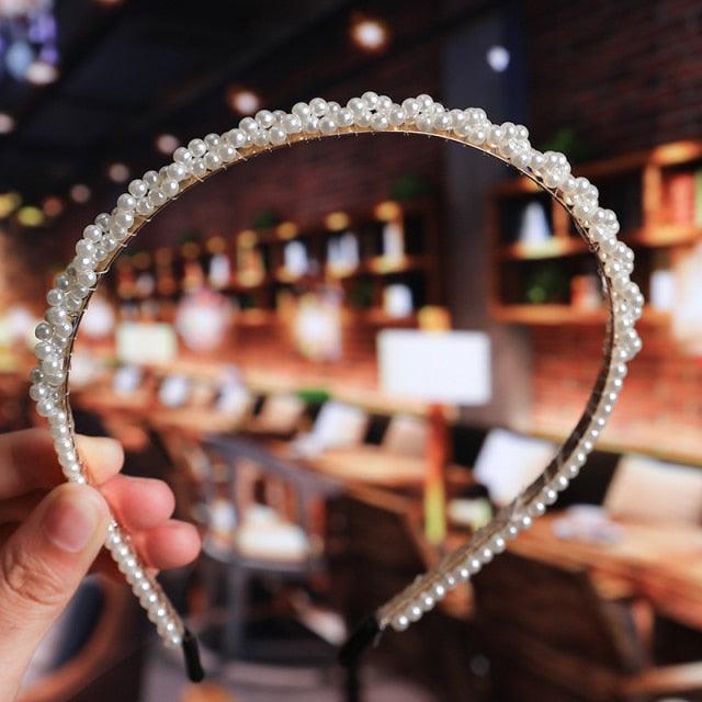 Simulation Pearl Hairbands Women Hair Accessories Korean Handmade Bow Flower Hoops Headband Wedding Ornaments Gorgeous Hair Accessories For Women