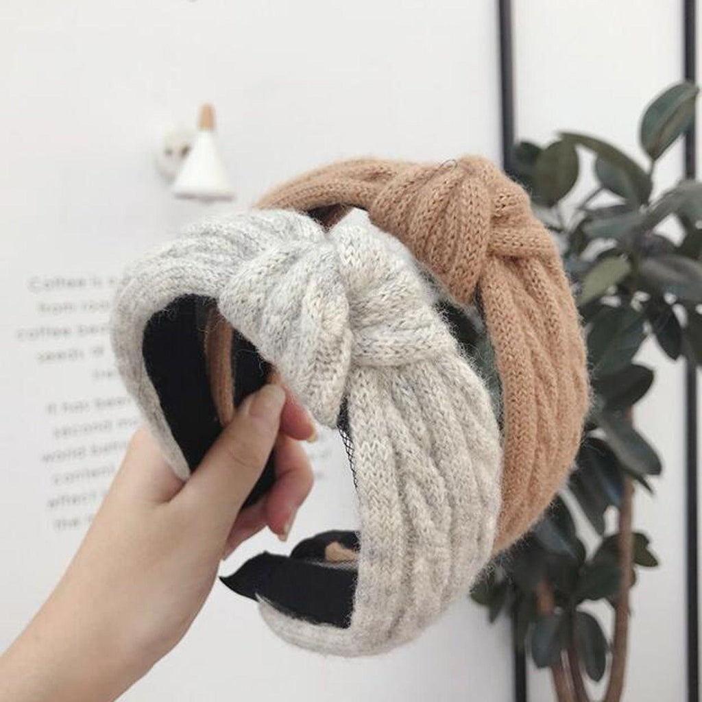 New Winter Knitted Headband Women Warm Handmade Hairband Girls Fashion Solid Turban Center Knot Casual Gorgeous Hair Accessories For Women