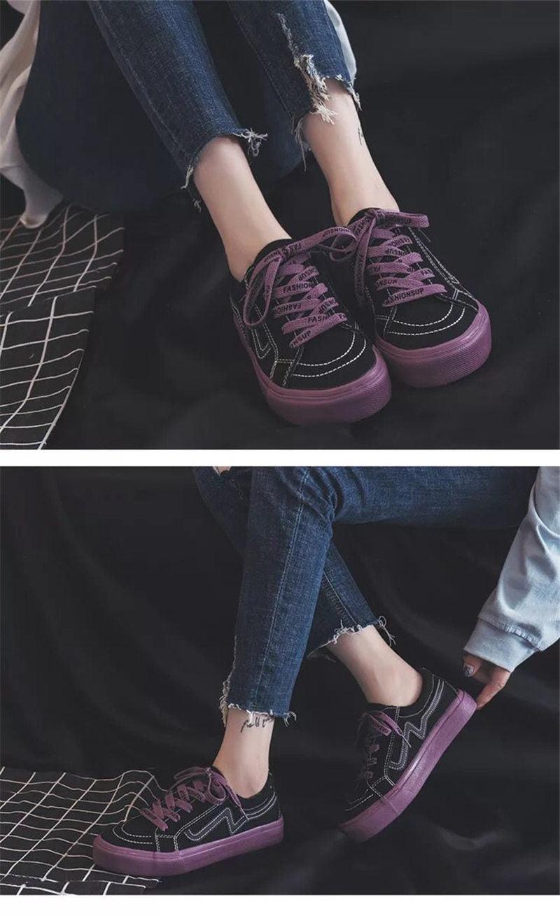 New Women Sneaker Fashion Breathble Vulcanized Shoes Platform Lace Up Casual White Tenis Sneakers Women Play Fashion Sneaker Low Top Elastic Canvas Flat Sneakers