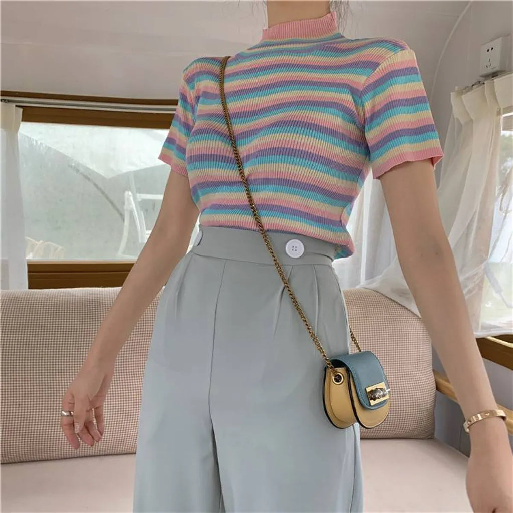 Pastel Striped Crop Top