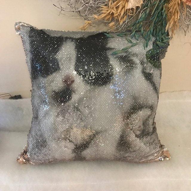 Personalised Sequin Pillow Cover Suede Fabric Cushion Cover Reveal Magic Gift Mother Of The Bride Groom Bridesmaid Baby Fun Flip Sequins Throw Pillow Cover Blue Black Couch Color Changing Decor Cushion Covers for Sofa 40X40cm