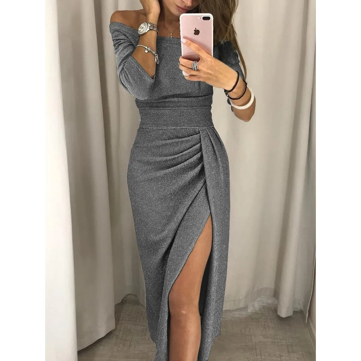 Sexy Pleated Split Dress