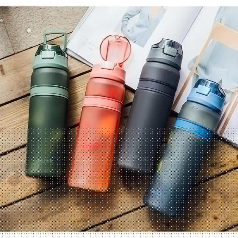 Portable 6 Colors Tritan Material Water Bottle With Straw Outdoor Sport Fitness Drinking Bottles Durable Plastic Bottle