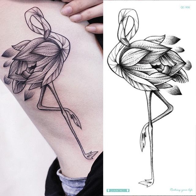 Waterproof Red Flowers Tattoo Multi-Colored Temporary Sticker Flower Lotus Tattoo Elegant Big Design For Womens