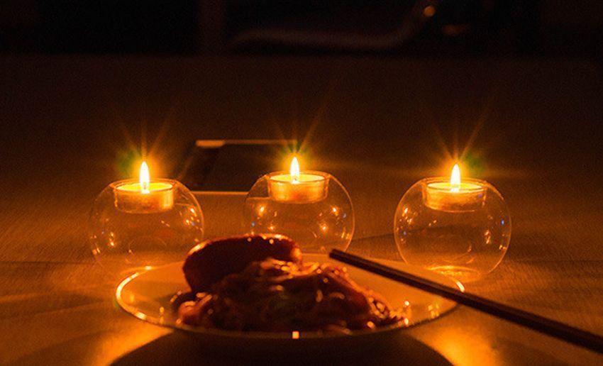 Round Hollow Glass Candle  Tea light Holder Candlestick Home Decorations for Dinner Table Wedding Candle Holder Wedding Candlestick Fine Transparent Crystal Glass Candlestick Dining Home Decor