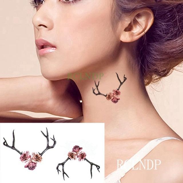 Temporary Tattoos Stickers for Women Muti-Colored Waterproof Roses Tattoo Sticker Black Small Flash Tatoo For  Mens Womens