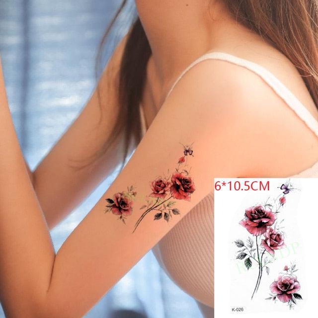 Temporary Tattoos Stickers for Women Muti-Colored Waterproof Roses Tattoo Sticker Black Small Flash Tatoo For  Mens Womens