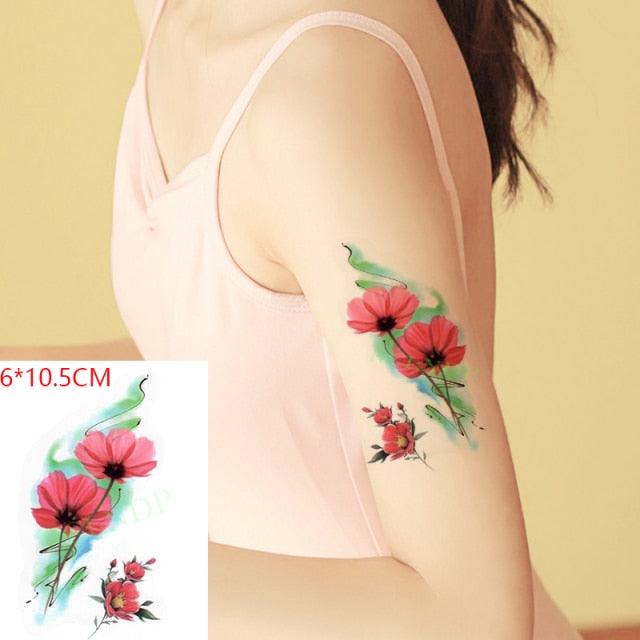 Temporary Tattoos Stickers for Women Muti-Colored Waterproof Roses Tattoo Sticker Black Small Flash Tatoo For  Mens Womens