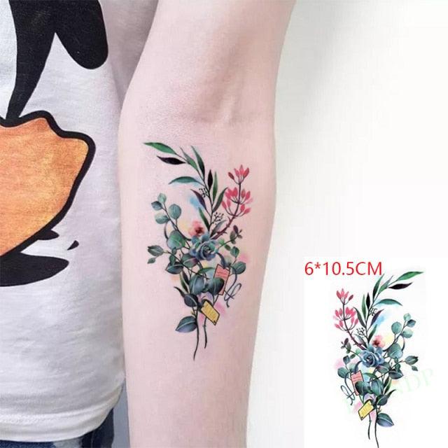 Temporary Tattoos Stickers for Women Muti-Colored Waterproof Roses Tattoo Sticker Black Small Flash Tatoo For  Mens Womens