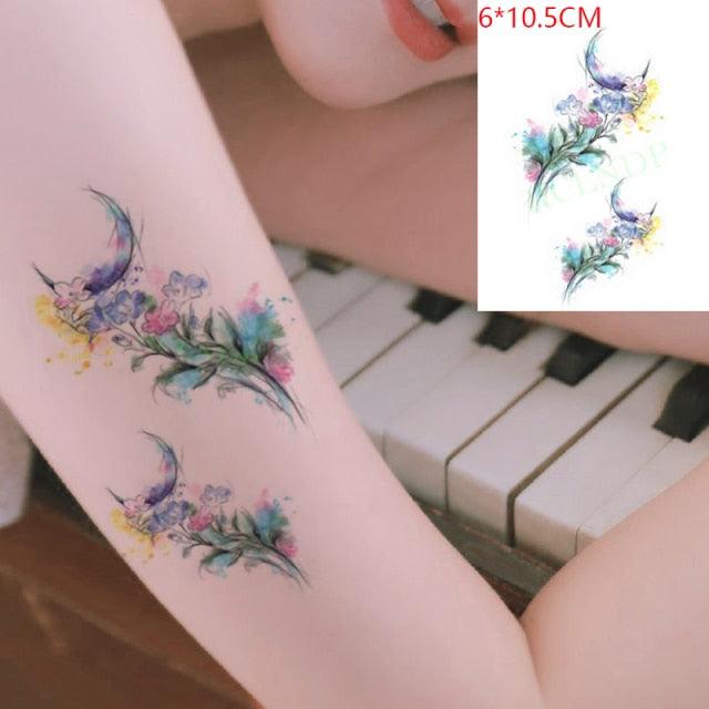 Temporary Tattoos Stickers for Women Muti-Colored Waterproof Roses Tattoo Sticker Black Small Flash Tatoo For  Mens Womens