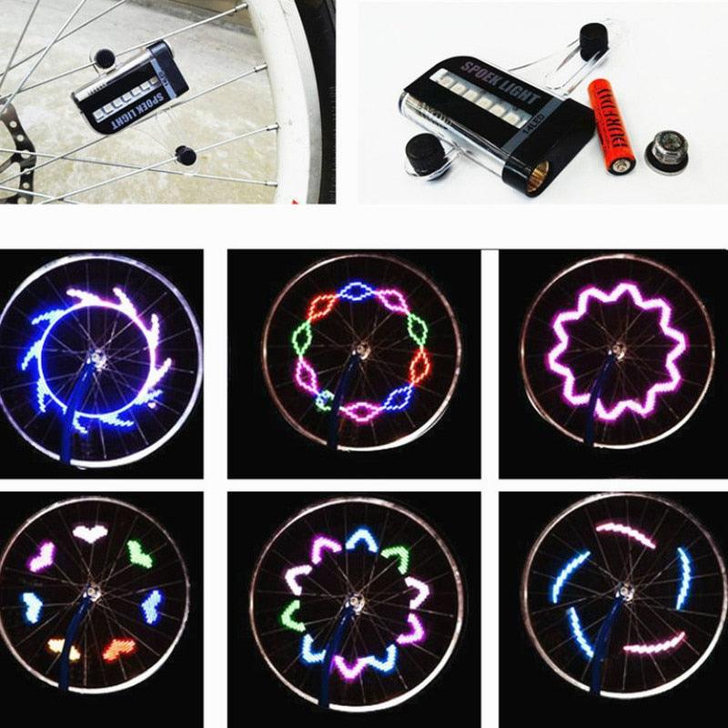 Two Side LED Colorful Motorcycle Cycling Bicycle Bike Wheel Signal Tire Spoke Light 30 Changes Spoke Light Cycling Decoration Cool Bicycle Wheel Light Safety Tire Light Beautiful Patterns With Changing Color