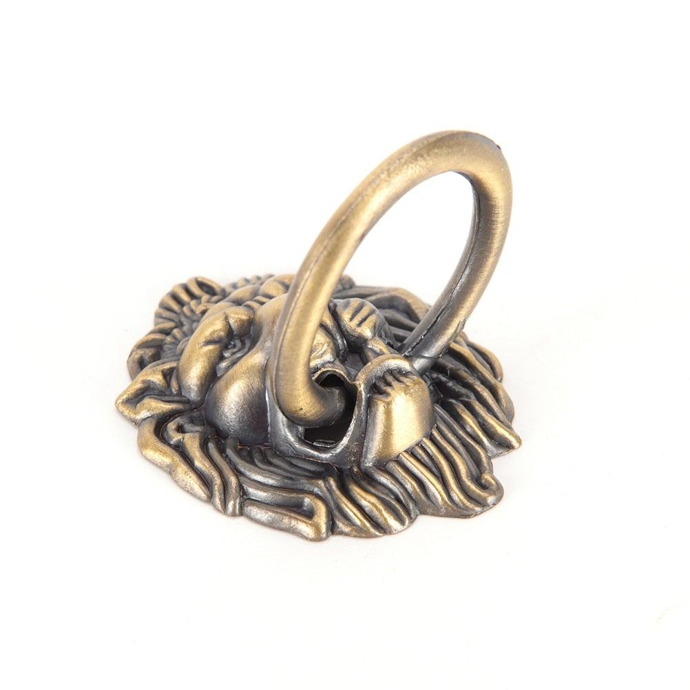 Vintage Lion Head Furniture Handle Lion Head With Ring Wardrobe Drawer Door Pull Retro Decoration Lion Head Pull Handle Knob Dresser