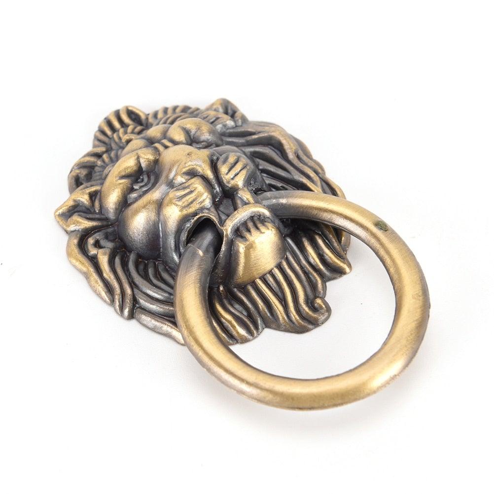 Vintage Lion Head Furniture Handle Lion Head With Ring Wardrobe Drawer Door Pull Retro Decoration Lion Head Pull Handle Knob Dresser