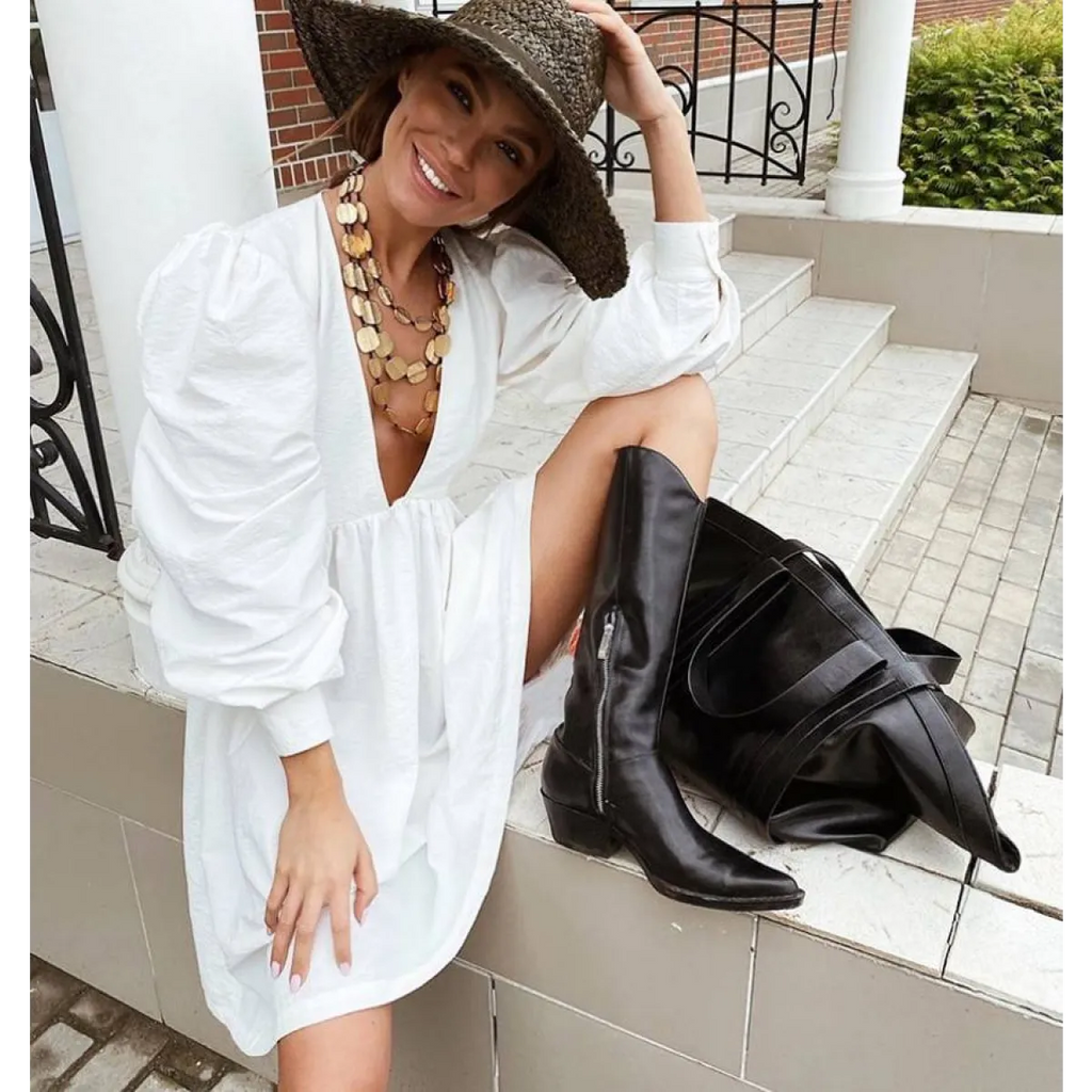 Puff Sleeve Mini Dress