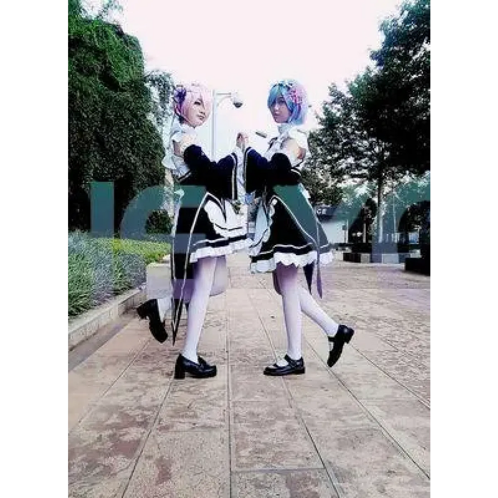 Ram Rem Cosplay Costume - Re:Zero Kara Hajimeru Isekai Seikatsu - Black Maid Outfit