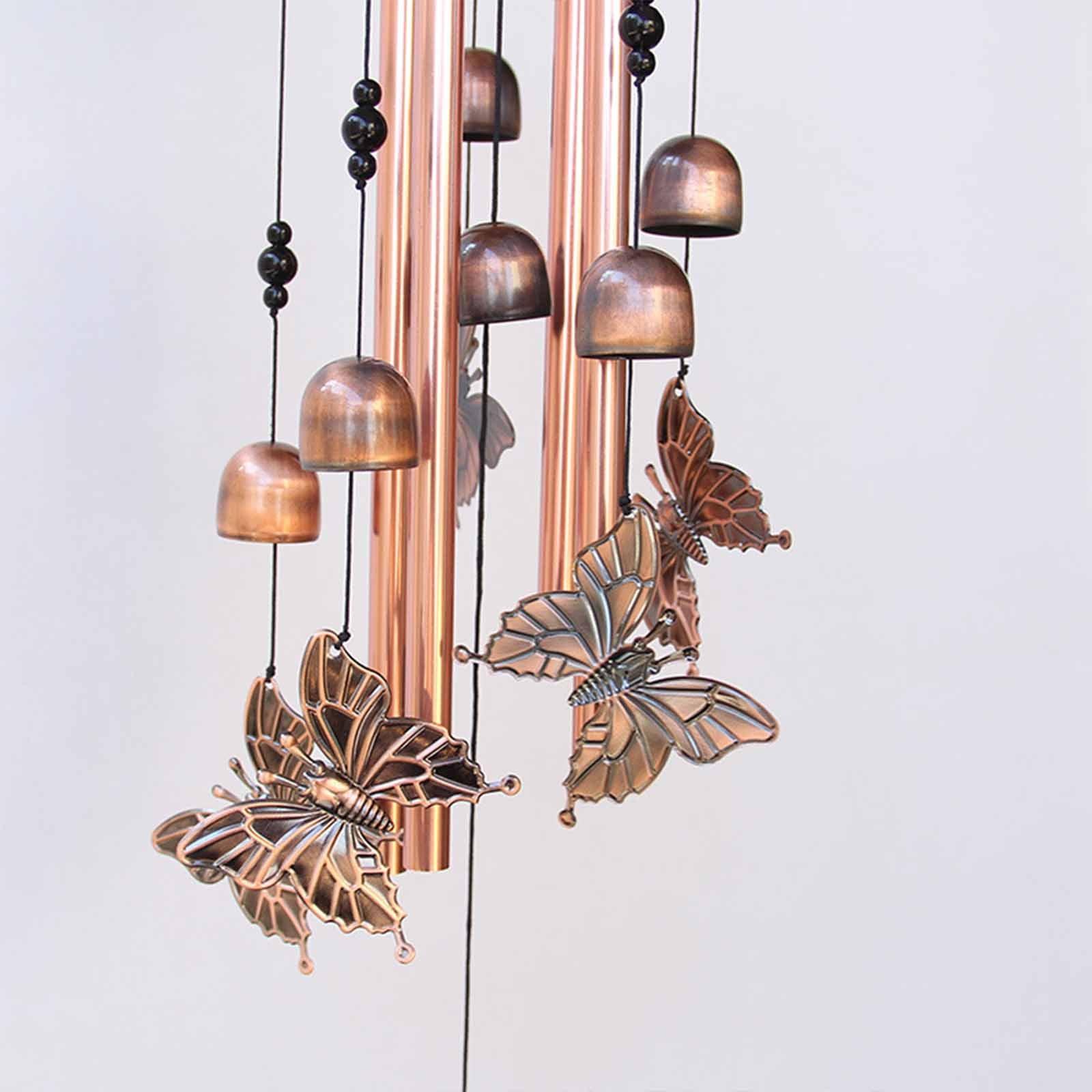 Retro Metal Romantic Wind Catcher Animal Wind Chime Iron Art Wind Bell Tubes Aluminum Tubes Hanging Art Wind Bell Gift Hanging Pendant Ornament For Home Xmas Mom Gifts Festival Balcony Garden Decoration