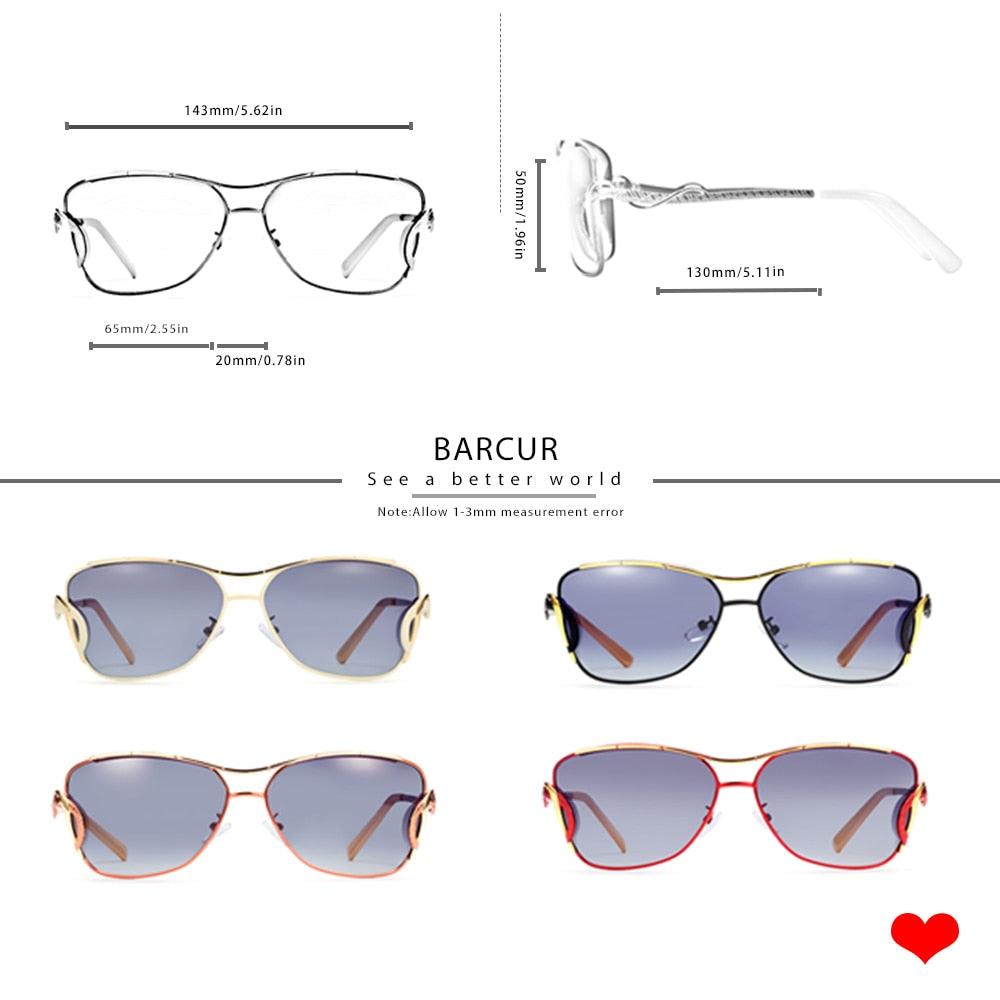 Retro Vintage BARCUR Polarized Sunglasses For Women Gradient Lens Oversized Square Sun Glasses Women Luxury  Eyewear Big Frame Sunglasses for Girl