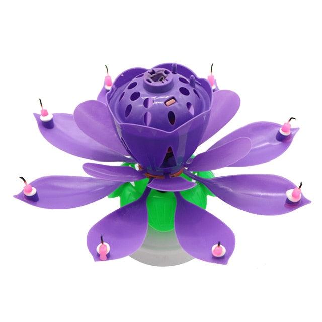 Rotating Music Cake Candle Birthday Cake Flower Music Candle Colorful Flower Shaped Cake Decoration Kids Gift Party DIY Decor Candle Stand for Wedding Ceremony Party Birthdays Cake Topper