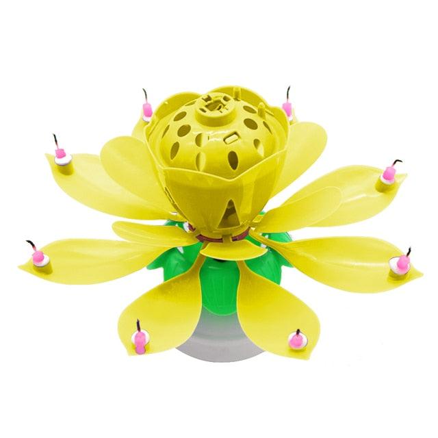 Rotating Music Cake Candle Birthday Cake Flower Music Candle Colorful Flower Shaped Cake Decoration Kids Gift Party DIY Decor Candle Stand for Wedding Ceremony Party Birthdays Cake Topper