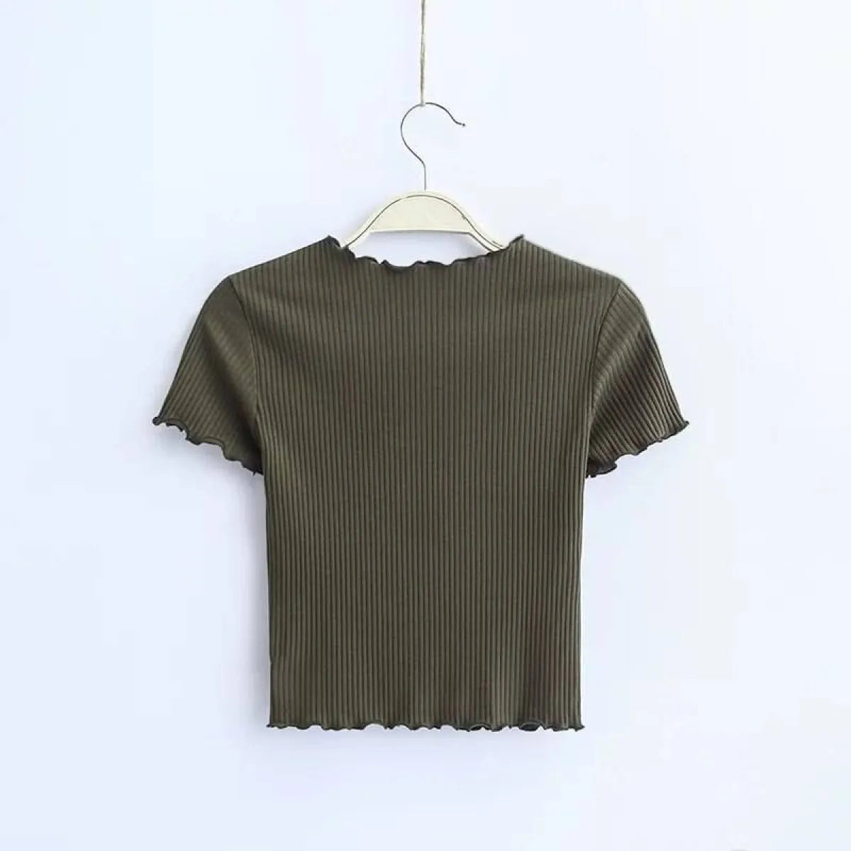 Ruffle Trim Crop Top