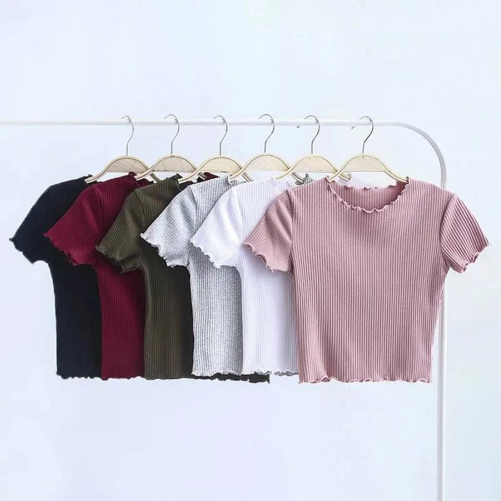 Ruffle Trim Crop Top