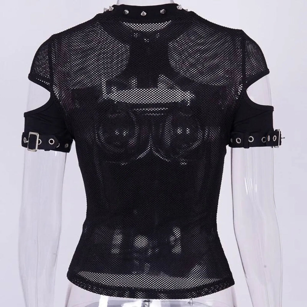 Sexy Hollow Open Chest Rivet T