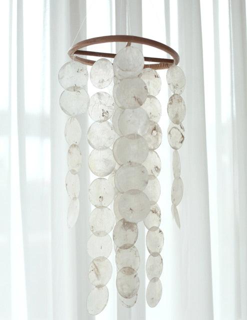 Shell Wind Chime Room Decoration Hanging Wind chime Outdoor Decoration, Bamboo Wind Chimes Unique Outdoor Handmade Chimes as Memorial Gift for Mom Family Wall Pendant Home Office