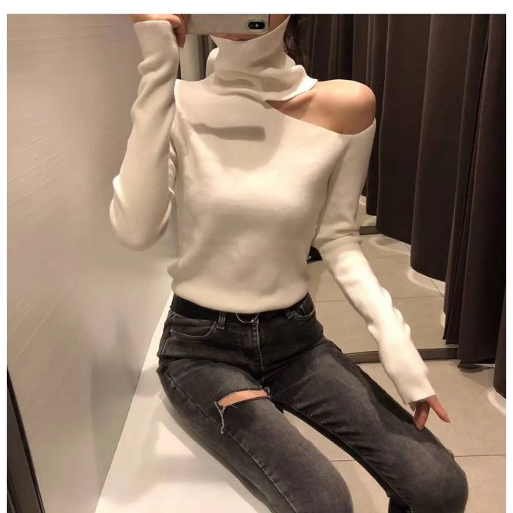 Off Shoulder Knitted Sweater