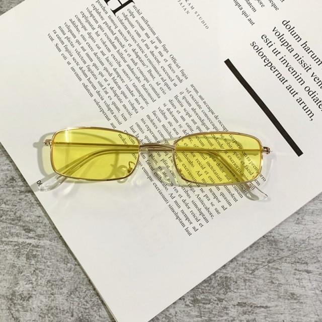 Slender Square Sunglasses Retro Metal Frame Square Sunglasses  Small Vintage & Retro Style Sunglasses Shades Of Rectangle Sunglasses For Women Classic Vintage & Metal Square Frame Sun Glasses Eyewear For Men & Women