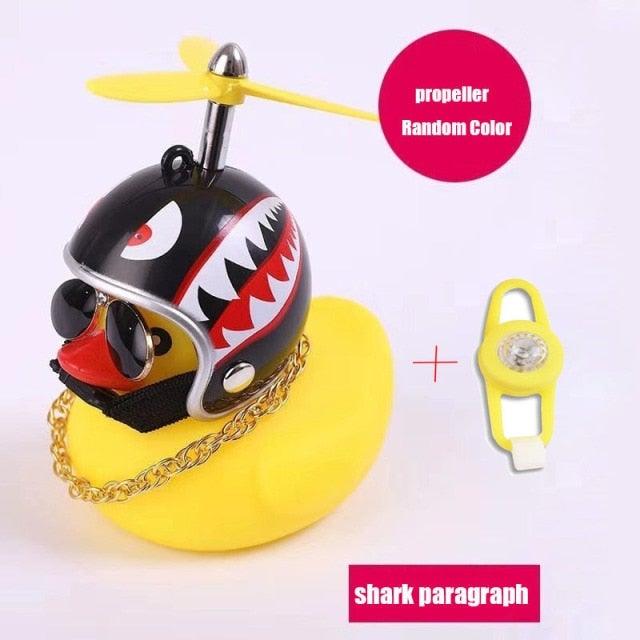Small Yellow Bike Duck Bicycle Bell Luminous Airscrew Helmet Duck Ducky Bicycle Wind Motor Riding Cycling Lights Horn Rubber Duck Toy Car Ornaments Yellow Duck Car Dashboard Decorations Squeeze Duck Bicycle Horns With Propeller Helmet