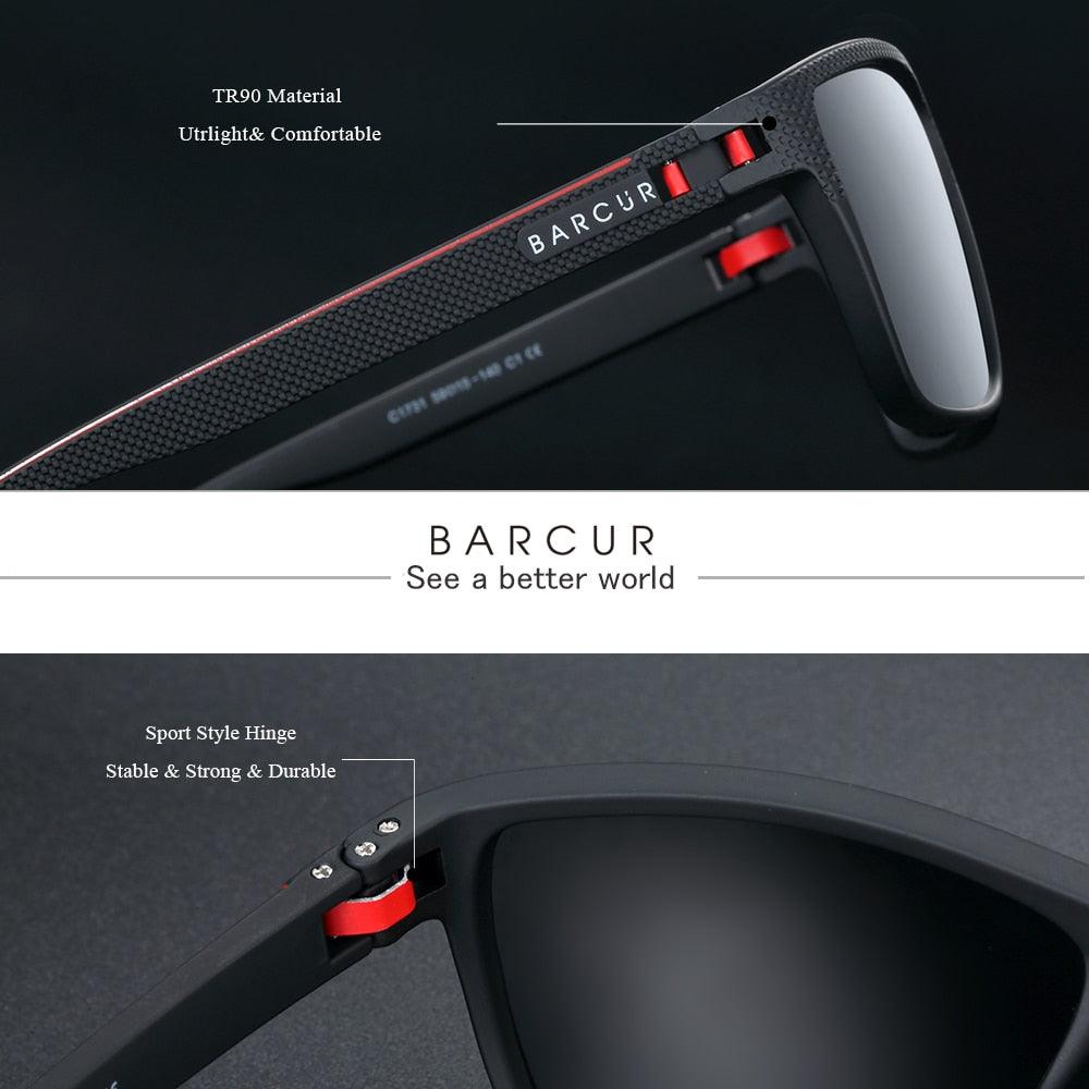 Sport Men Vintage BARCUR Sports Sunglasses for Men Polarized Fishing Travel TR90 Light Weight Sun Glasses Women Eyewear Accessory Stevvex Sunglasses