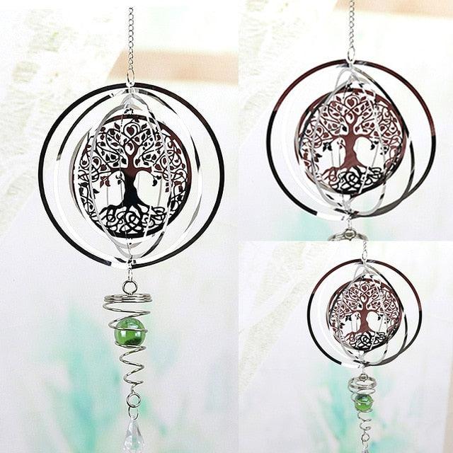 Stainless Steel 3D  Sculptures Kinetic Hanging Metal Rotating Wind Chime Christmas Pendant Hanging Wind Spinner Spiral Wind-chimes Garden Yard Home Decor Christmas Decoration Garden Decor Room Indoor Outdoor Decor For Patio & Lawn Crafts Ornaments