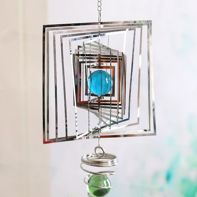 Stainless Steel 3D  Sculptures Kinetic Hanging Metal Rotating Wind Chime Christmas Pendant Hanging Wind Spinner Spiral Wind-chimes Garden Yard Home Decor Christmas Decoration Garden Decor Room Indoor Outdoor Decor For Patio & Lawn Crafts Ornaments