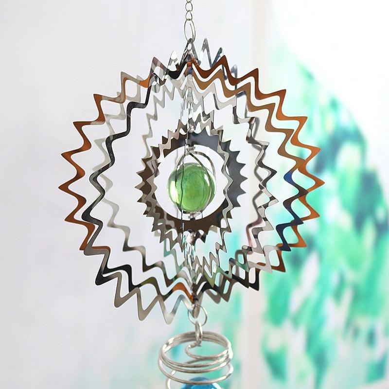 Stainless Steel 3D  Sculptures Kinetic Hanging Metal Rotating Wind Chime Christmas Pendant Hanging Wind Spinner Spiral Wind-chimes Garden Yard Home Decor Christmas Decoration Garden Decor Room Indoor Outdoor Decor For Patio & Lawn Crafts Ornaments