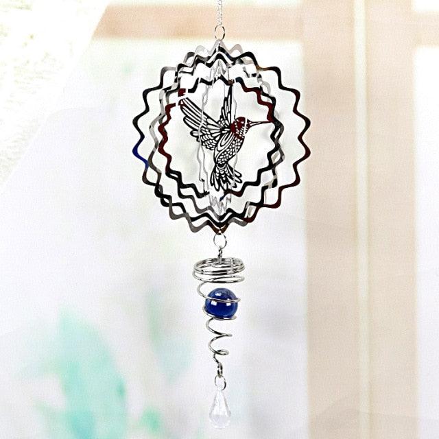 Stainless Steel 3D  Sculptures Kinetic Hanging Metal Rotating Wind Chime Christmas Pendant Hanging Wind Spinner Spiral Wind-chimes Garden Yard Home Decor Christmas Decoration Garden Decor Room Indoor Outdoor Decor For Patio & Lawn Crafts Ornaments