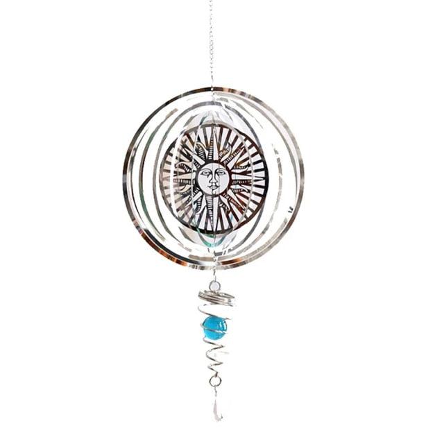 Stainless Steel Metal Wind Spinner Indoor Outdoor Garden Sculptures Kinetic Hanging Yard Garden House Art Decoration Crafts 3D Pattern Ornaments Rotating Hanging Decor Outside Indoor Gifts Crafts Ornaments For Balcony Porch Patio