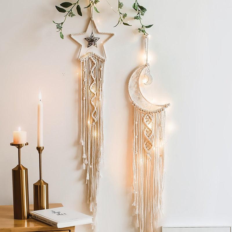 Star Moon Wind Chimes Christmas Room Decoration Aesthetic Room Home Decor For Teenage Girl Room Decor Wedding Decorations Craft Gift With LED Light  Room Decor Girls Kids Room Gifts Wall Hanging Decor