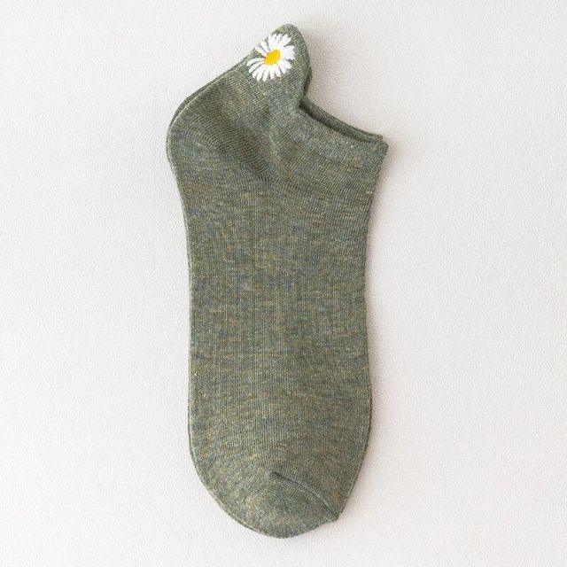 Summer Women's Socks Cute Flower Socks Simple Solid Color Socks Women's Long Socks Funny Breathable Socks For Men And Women