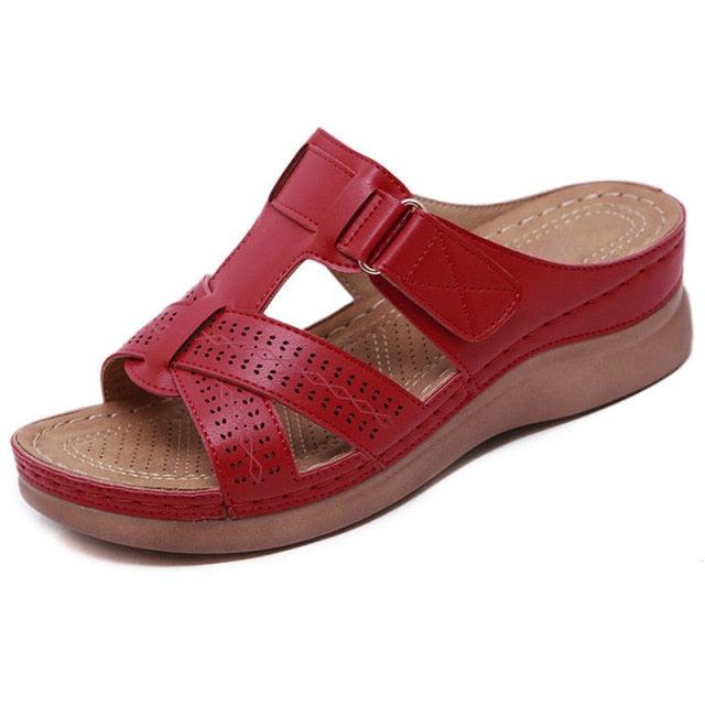 Summer Women Sandals Open Toe Sandals Vintage Anti Slip Leather Casual Platform Retro Shoes Sandals Comfy Peep Toe Slides Sandals Vintage Indoor Outdoor Summer Beach Slippers
