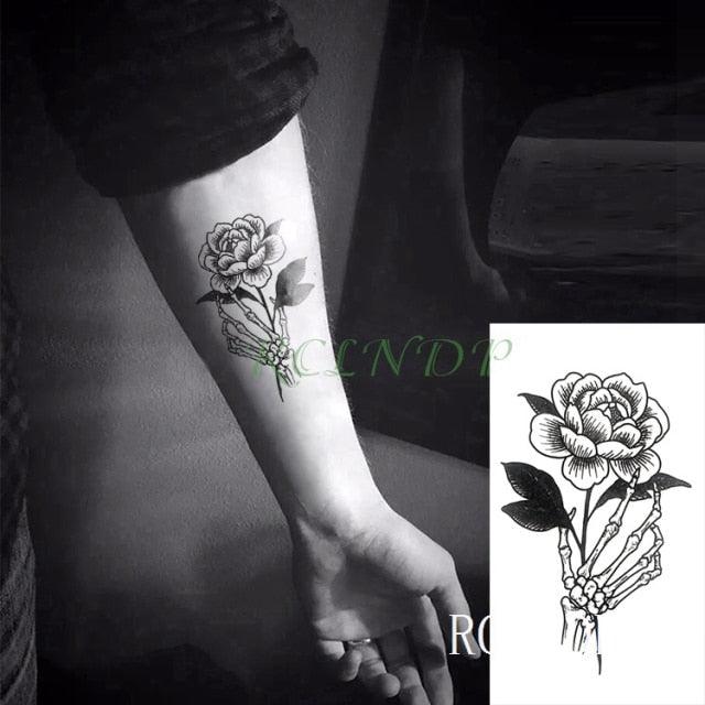 Temporary Tattoos Stickers for Women Muti-Colored Waterproof Roses Tattoo Sticker Black Small Flash Tatoo For  Mens Womens