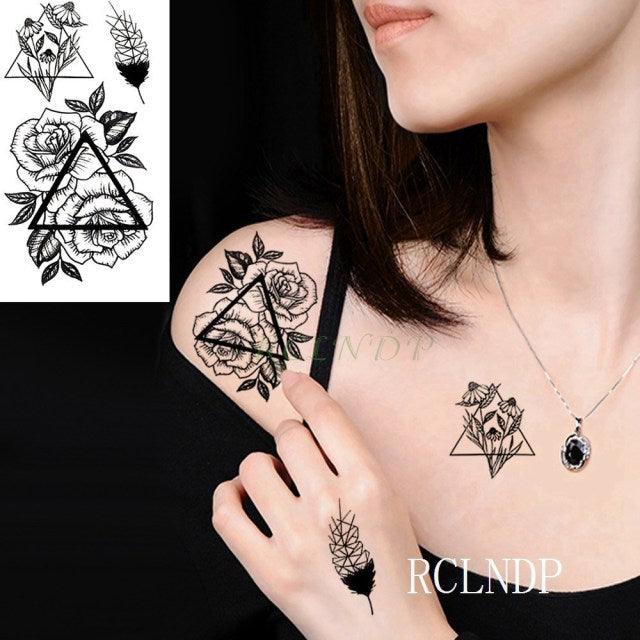 Temporary Tattoos Stickers for Women Muti-Colored Waterproof Roses Tattoo Sticker Black Small Flash Tatoo For  Mens Womens