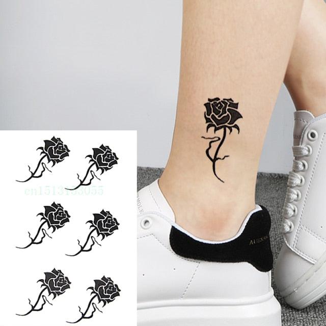 Temporary Tattoos Stickers for Women Muti-Colored Waterproof Roses Tattoo Sticker Black Small Flash Tatoo For  Mens Womens