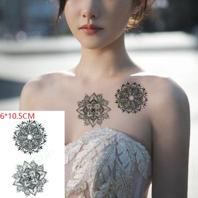 Temporary Tattoos Stickers for Women Muti-Colored Waterproof Roses Tattoo Sticker Black Small Flash Tatoo For  Mens Womens